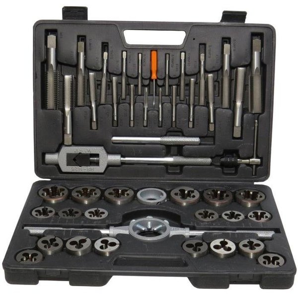 Qualtech Tap and Die Set, Imperial, 40 Piece, 440 to 1220 Tap, 440 to 1220 Die Thread, UNCUNF Thread DWT40PC-HEX
